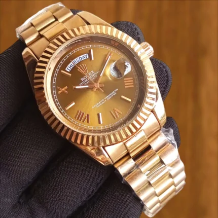 Rolex Rose Gold Brown Face