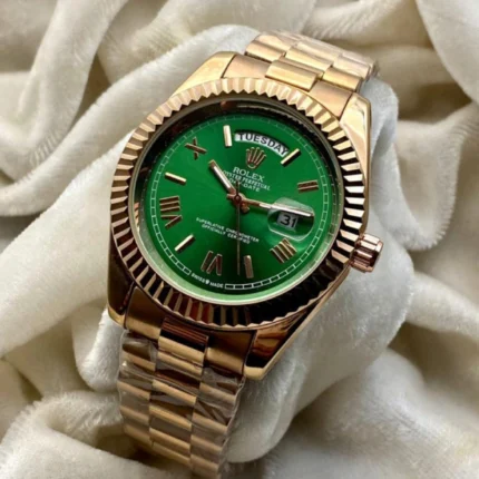 Rolex Rose Gold Day Date Green Face